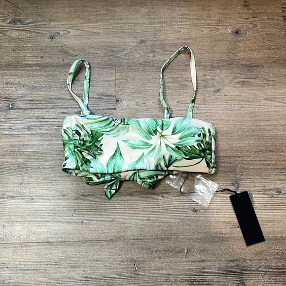 Gianni Bini Women’s Tropical Palm Leaf Palm Print Bikini Top Tie Back size XS - Picture 1 of 6